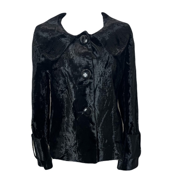 Charles Gray London Jackets & Blazers - Vintage Charles Gray London Black Velvet Snake Embossed Women's Jacket SZ L